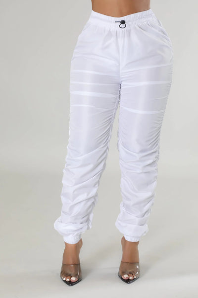 Megan Parachute Joggers White