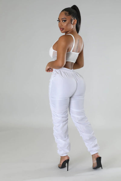 Megan Parachute Joggers White