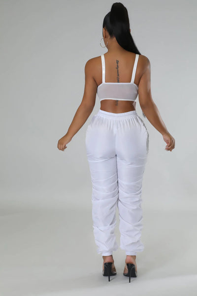 Megan Parachute Joggers White