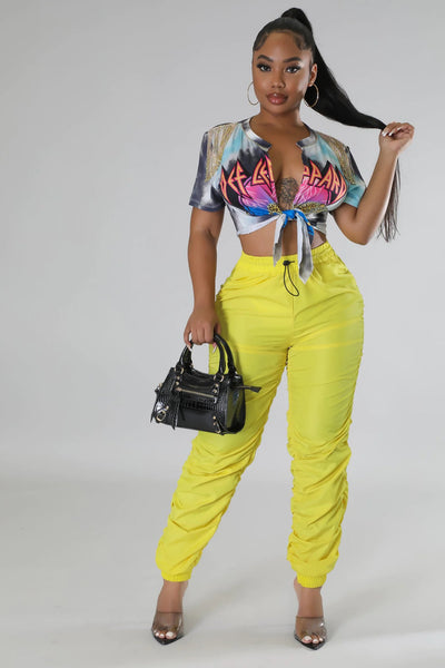 Megan Parachute Joggers Yellow