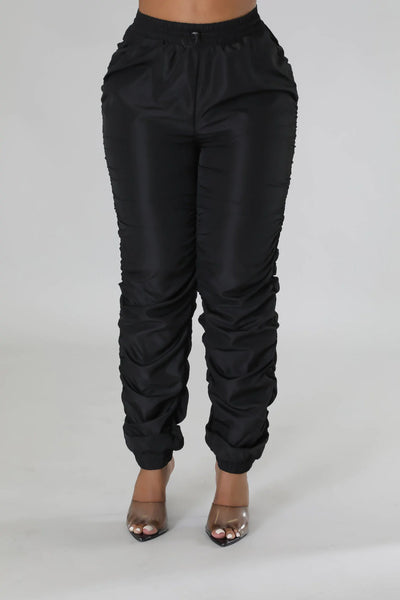 Megan Parachute Joggers Black