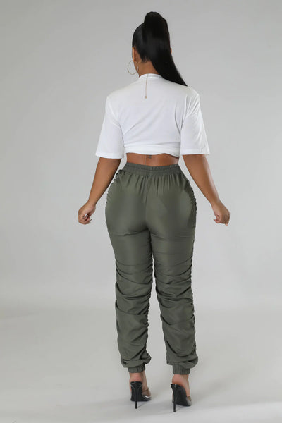 Megan Parachute Joggers Olive