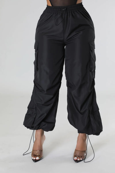 Cali Parachute Joggers Black